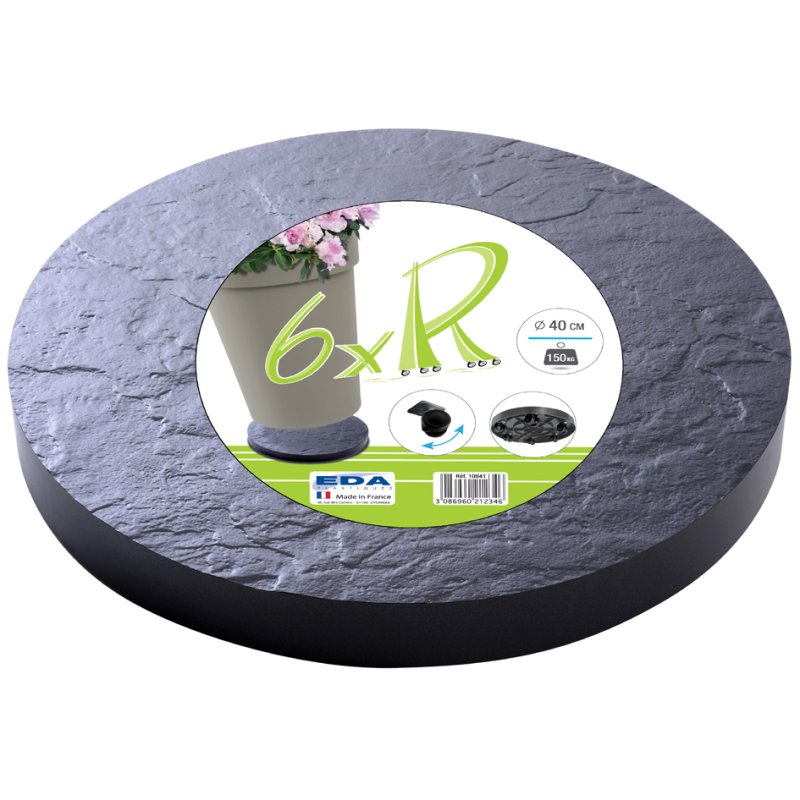 EDA plant roller, 6 rollers, plastic stone look, anthracite